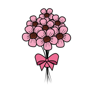 güzel çiçekler buket papyon ile