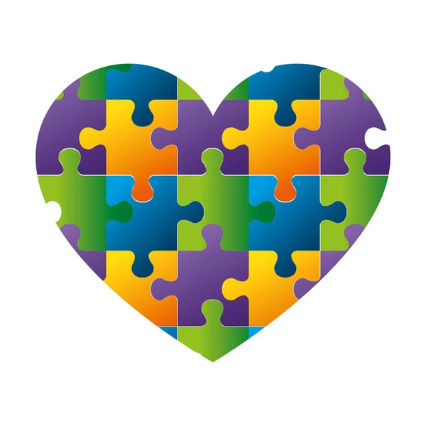 Cuore con pezzi di puzzle — Vettoriale Stock