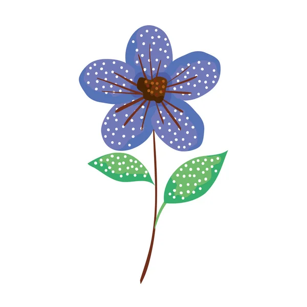 Hermosa flor y hojas icono decorativo — Vector de stock