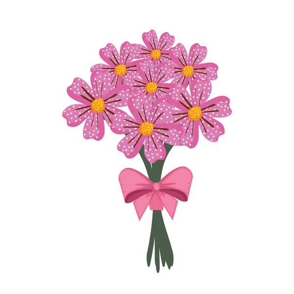 Mooie bloemen boeket met bowtie — Stockvector