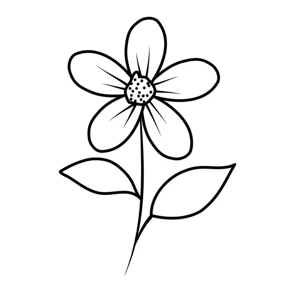Bellissimo fiore e foglie icona decorativa — Vettoriale Stock