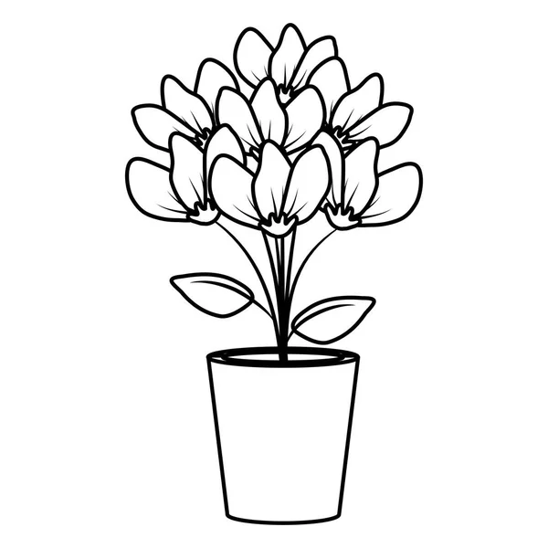 Clay pot virág dekoráció — Stock Vector