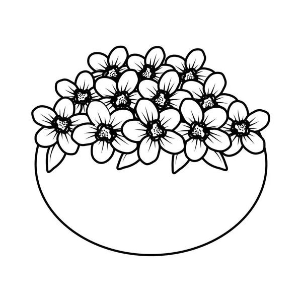 陶瓷锅中的花卉装饰 — 图库矢量图片