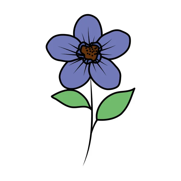 Vacker blomma och blad dekorativa ikonen — Stock vektor