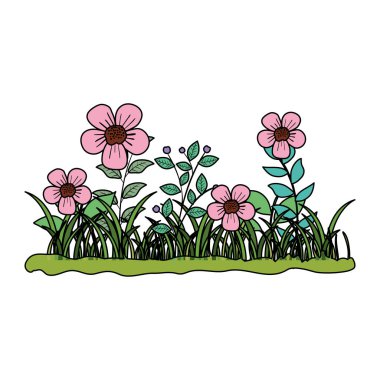 çim bahçe sahne ile güzel çiçekler