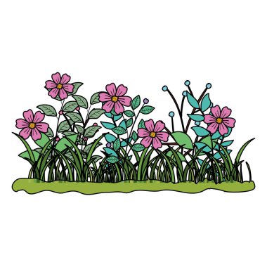 çim bahçe sahne ile güzel çiçekler