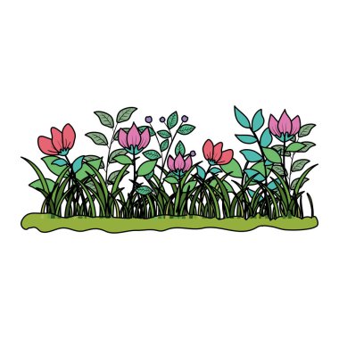 çim bahçe sahne ile güzel çiçekler