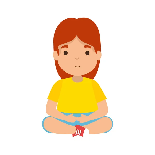 Sevimli küçük kız oturmuş karakter — Stok Vektör