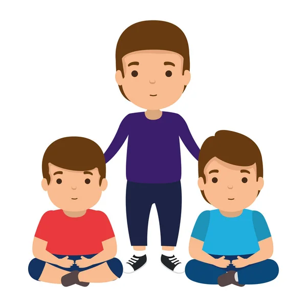 Father with sons characters — Stock Vector