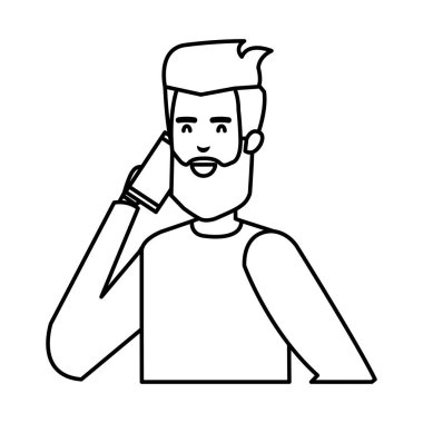 genç adam Smartphone ile arıyor