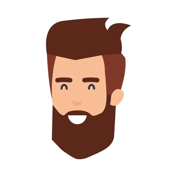 Young man with beard head character — Stock Vector