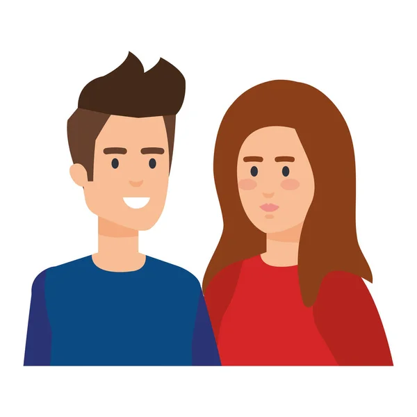 Jóvenes avatares pareja personajes — Vector de stock