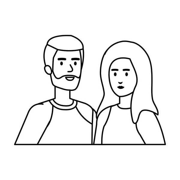 Fiatal pár avatar karakter — Stock Vector