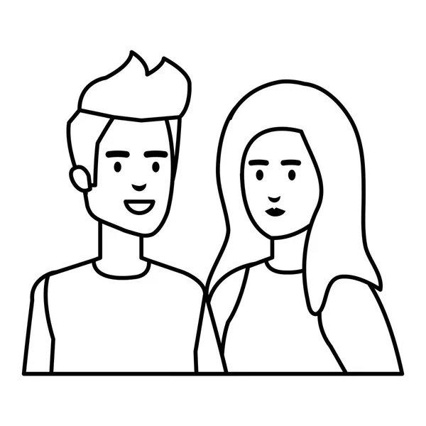 Young couple avatars characters — Stock Vector