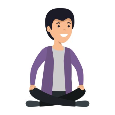 genç ve rahat bir adam lotus pozisyonu ile