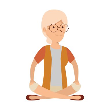 yaşlı kadın lotus pozisyonu karakter