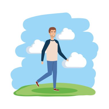 karakter yürüyen genç adam