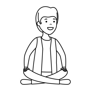 genç ve rahat bir adam lotus pozisyonu ile