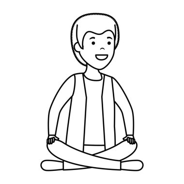 genç ve rahat bir adam lotus pozisyonu ile