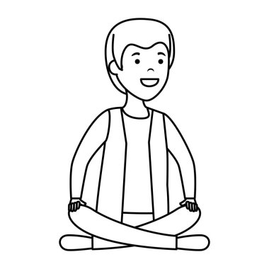 genç ve rahat bir adam lotus pozisyonu ile