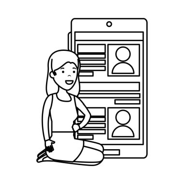 genç kadın lotus pozisyonu ile smartphone