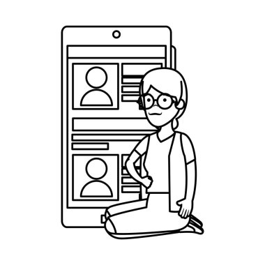 yaşlı kadın smartphone ile lotus pozisyonda