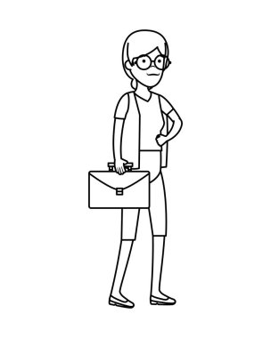 Portföy karakteri ile yaşlı kadın