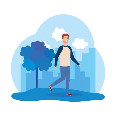 karakter yürüyen genç adam