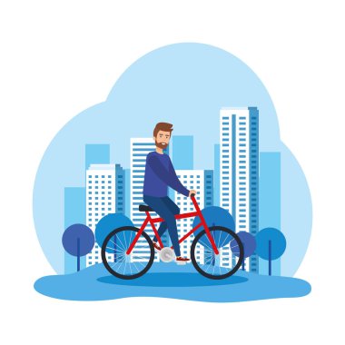 genç adam binmek bisiklet