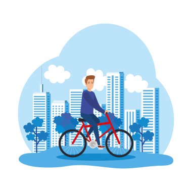 genç adam binmek bisiklet