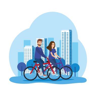 Genç çift Bisiklet avatarlar karakter