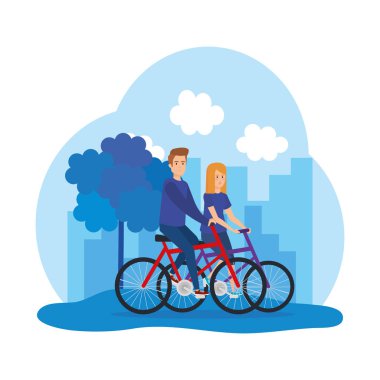 Genç çift Bisiklet avatarlar karakter