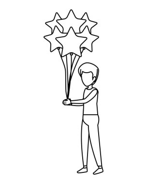 adam balonlar helyum yüzen ve yıldız şeklinde