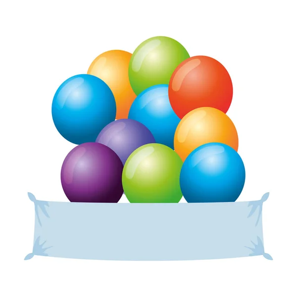 Hélium balóny plovoucí s proužkem — Stockový vektor