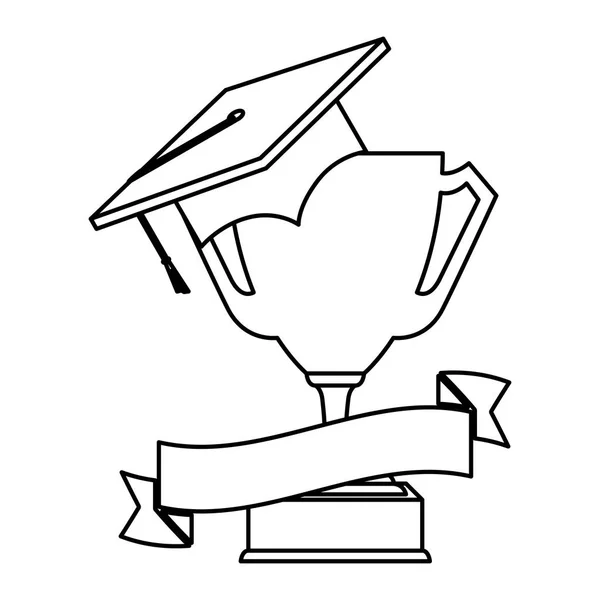 Hatt examen med trophy cup — Stock vektor