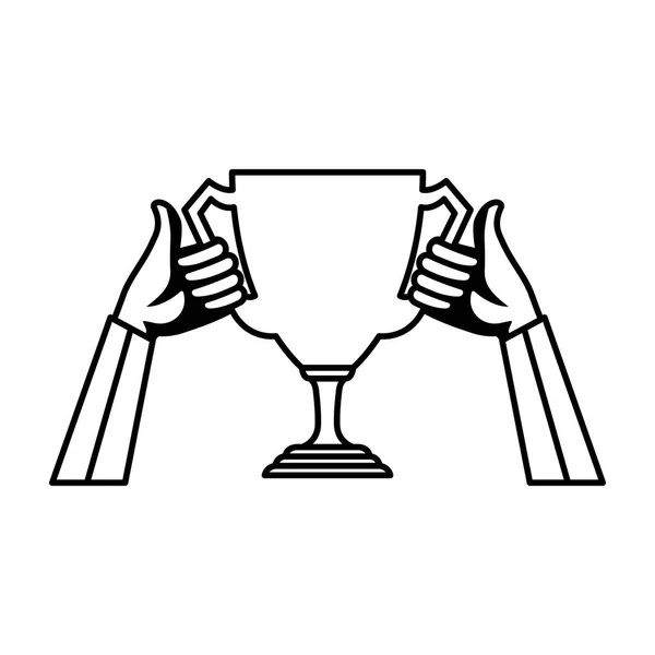 Mains levant trophée coupe prix — Image vectorielle