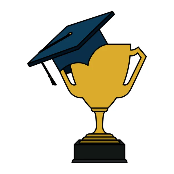 Sombrero de graduación con copa trofeo — Archivo Imágenes Vectoriales