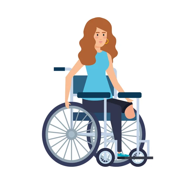 Jeune femme en fauteuil roulant — Image vectorielle