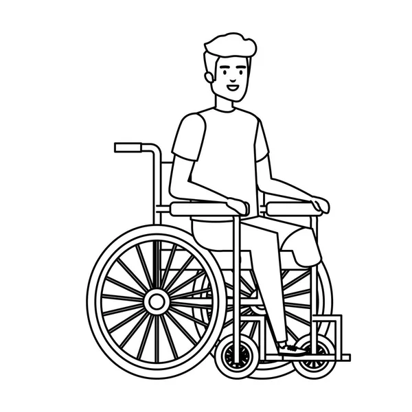 Jeune homme en fauteuil roulant — Image vectorielle