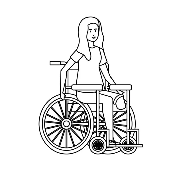 Junge Frau im Rollstuhl — Stockvektor