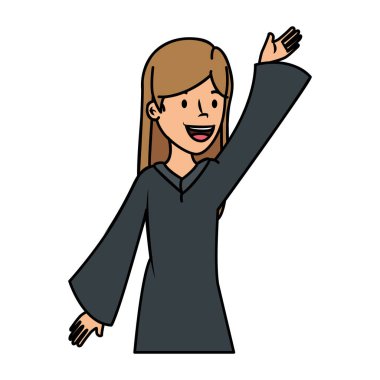 Genç öğrenci kız karakter mezun oldu.