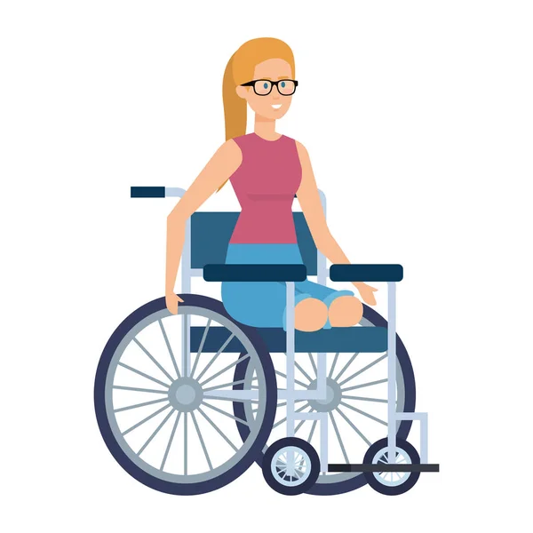 Jeune femme en fauteuil roulant — Image vectorielle