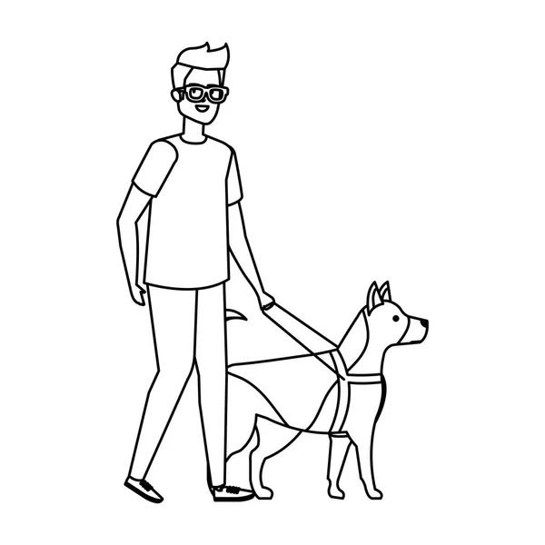 Slepec s asistenčním psem — Stockový vektor