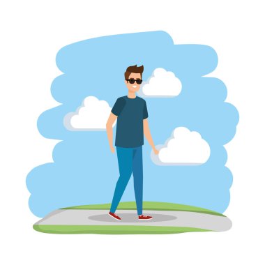 Genç ve rahat bir adam karakter