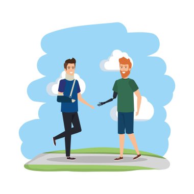 adam kişi ortopedik yaka ve sıvalı kol ile yardım