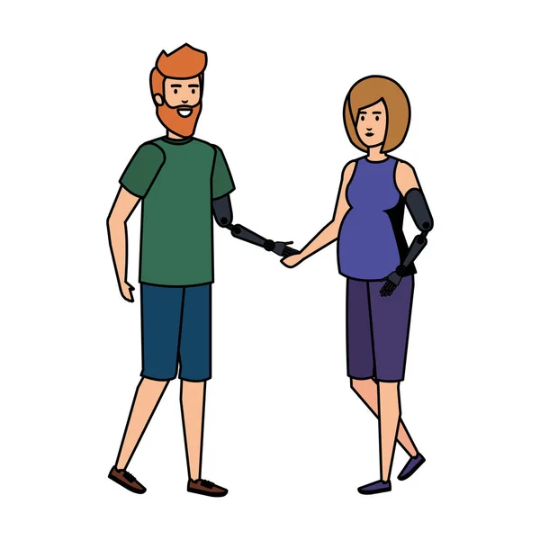 Couple avec prothèse des bras — Image vectorielle