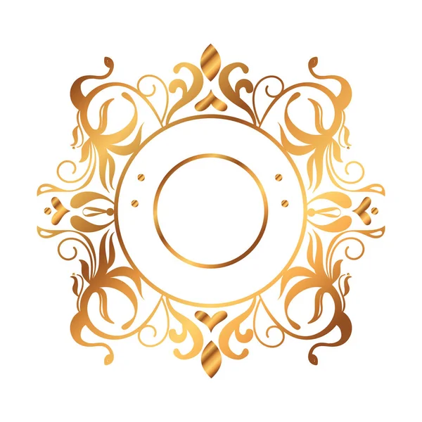 Circular golden label victorian style — Stock Vector