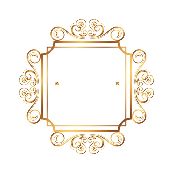 Golden square label victorian style — Stock Vector