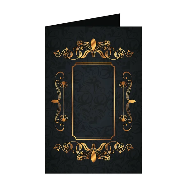 Листівка з золотим квадратним ярликом вікторіанського стилю — стоковий вектор