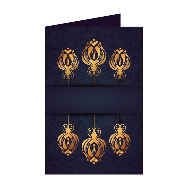ビクトリア朝様式の黄金のフレームとポストカード — ストックベクタ